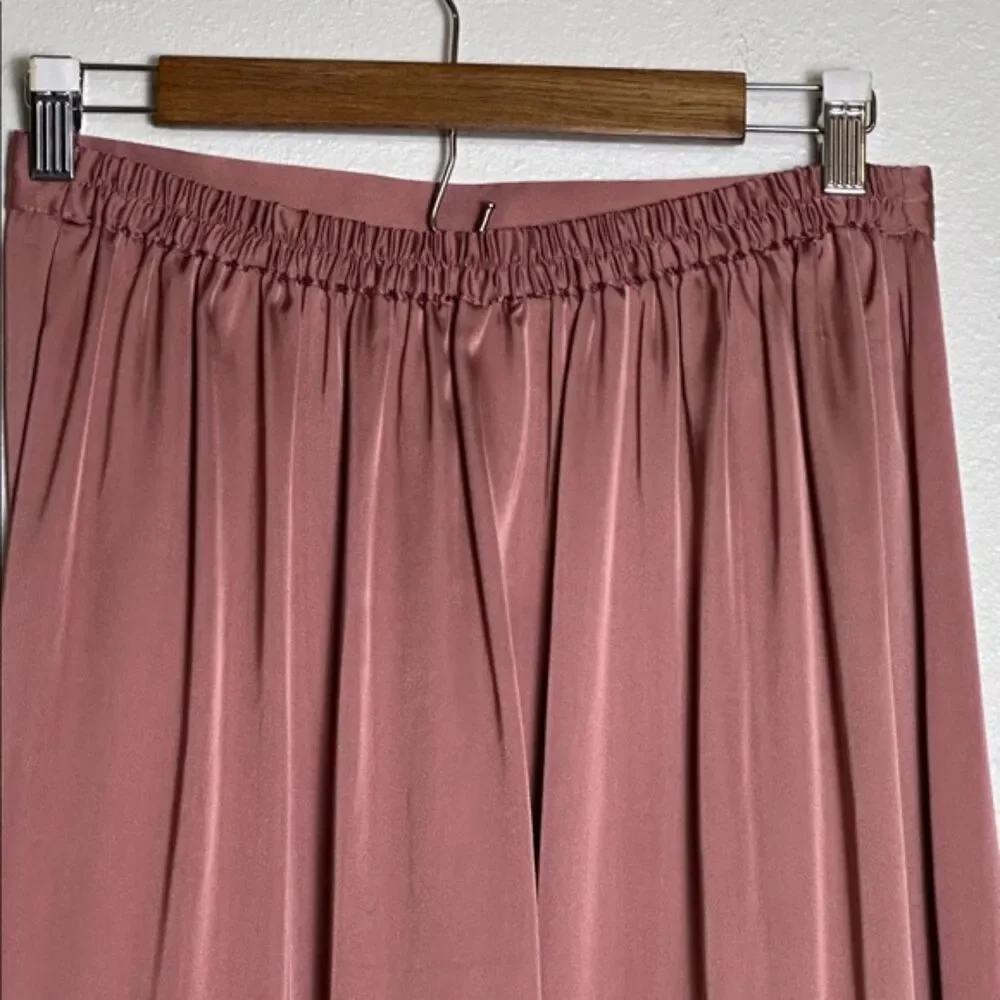 Topshop Tiered Satin Maxi Skirt Size 8 Pull On Feminine Girly Fairy Dusty Rose - Picture 4 of 11